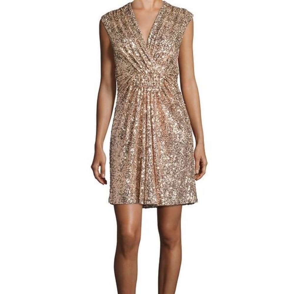 Belle Badgley Mischka Rose Gold Sequin Dress